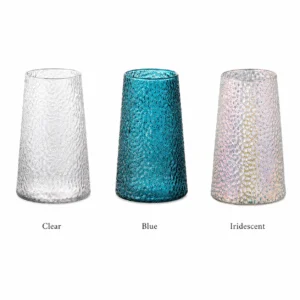 Wholesale Textured Tapered Glass Vase – Blue & Iridescent - view 3