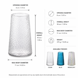 Wholesale Textured Tapered Glass Vase – Blue & Iridescent - view 4