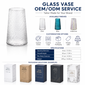 Wholesale Textured Tapered Glass Vase – Blue & Iridescent - view 8