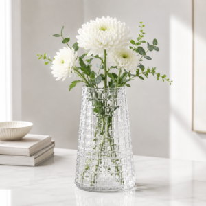 Wholesale Grid-Textured Glass Vase - view 2