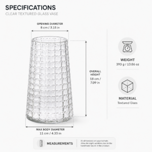 Wholesale Grid-Textured Glass Vase - view 4