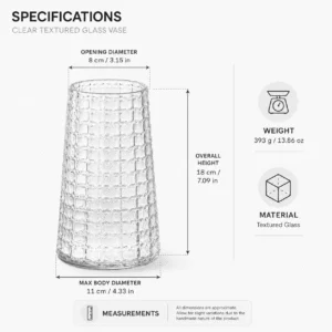 Wholesale Grid-Textured Glass Vase - view 4