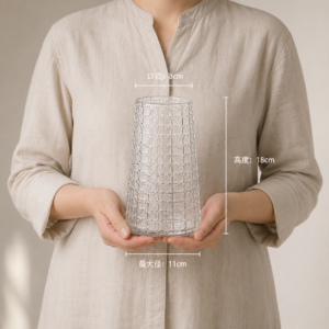 Wholesale Grid-Textured Glass Vase - view 6