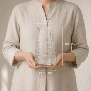 Wholesale Grid-Textured Glass Vase - view 6