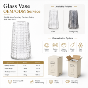 Wholesale Grid-Textured Glass Vase - view 8