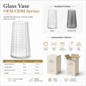 Wholesale Grid-Textured Glass Vase - view 8