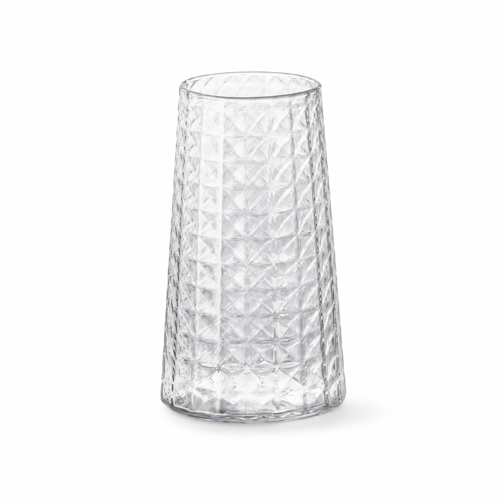 Wholesale Diamond-Faceted Glass Vase – Clear & Amber - view 1