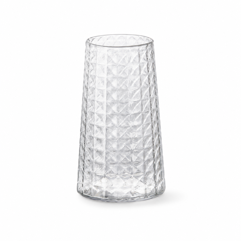 Wholesale Diamond-Faceted Glass Vase – Clear & Amber - view 1