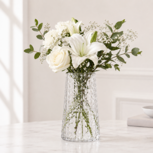 Wholesale Diamond-Faceted Glass Vase – Clear & Amber - view 2