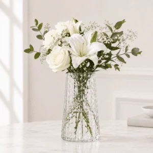 Wholesale Diamond-Faceted Glass Vase – Clear & Amber - view 2