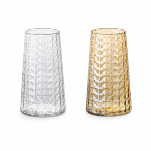 Wholesale Diamond-Faceted Glass Vase – Clear & Amber - view 3