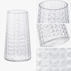Wholesale Diamond-Faceted Glass Vase – Clear & Amber - view 5