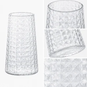 Wholesale Diamond-Faceted Glass Vase – Clear & Amber - view 5