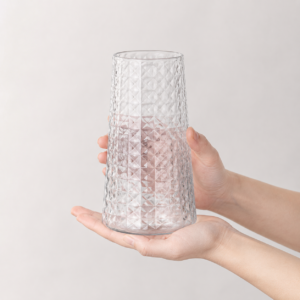 Wholesale Diamond-Faceted Glass Vase – Clear & Amber - view 6
