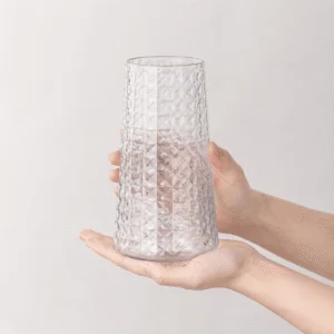 Wholesale Diamond-Faceted Glass Vase – Clear & Amber - view 6