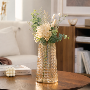 Wholesale Diamond-Faceted Glass Vase – Clear & Amber - view 7
