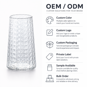 Wholesale Diamond-Faceted Glass Vase – Clear & Amber - view 8