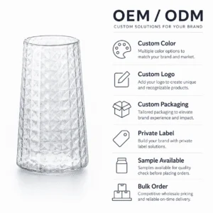 Wholesale Diamond-Faceted Glass Vase – Clear & Amber - view 8