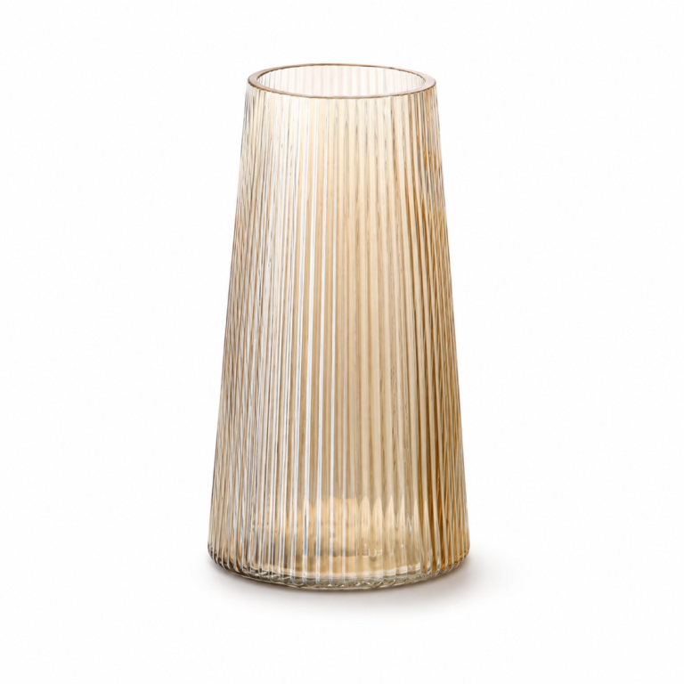 Wholesale Amber Ribbed Glass Vase - view 1