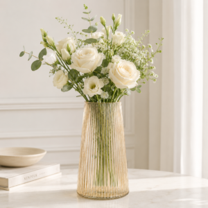 Wholesale Amber Ribbed Glass Vase - view 2