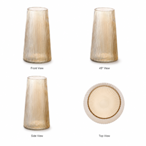 Wholesale Amber Ribbed Glass Vase - view 3