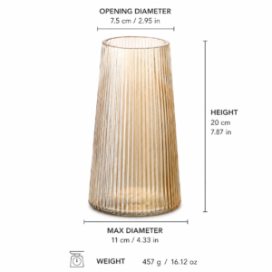 Wholesale Amber Ribbed Glass Vase - view 4