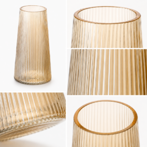 Wholesale Amber Ribbed Glass Vase - view 5