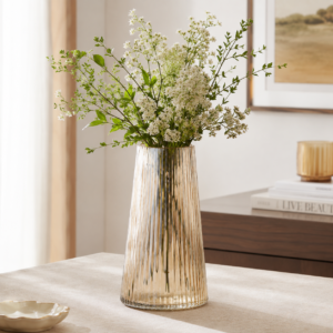 Wholesale Amber Ribbed Glass Vase - view 7