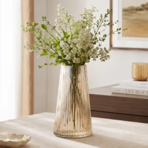 Wholesale Amber Ribbed Glass Vase - view 7