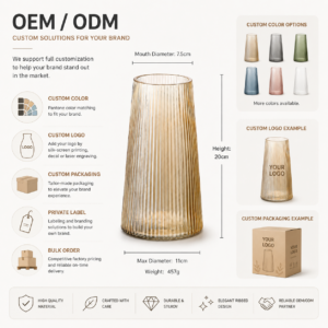 Wholesale Amber Ribbed Glass Vase - view 8