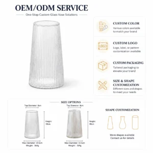 Wholesale Clear Ribbed Glass Vase - view 8