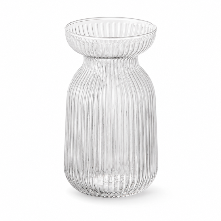 Wholesale Clear Ribbed Flared Glass Vase - view 1