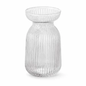 Wholesale Clear Ribbed Flared Glass Vase - view 1