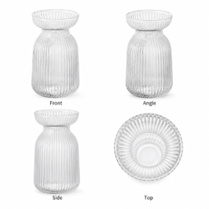 Wholesale Clear Ribbed Flared Glass Vase - view 3