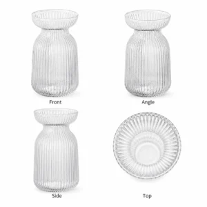 Wholesale Clear Ribbed Flared Glass Vase - view 3