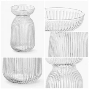 Wholesale Clear Ribbed Flared Glass Vase - view 5