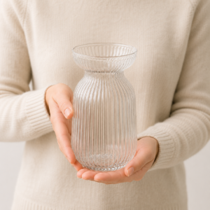 Wholesale Clear Ribbed Flared Glass Vase - view 6