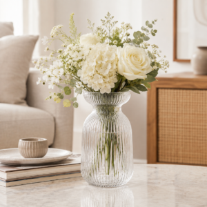 Wholesale Clear Ribbed Flared Glass Vase - view 7