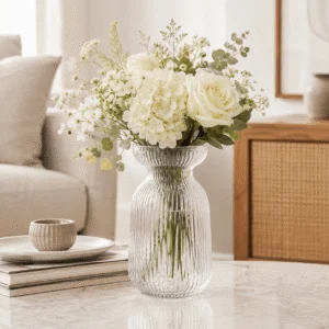 Wholesale Clear Ribbed Flared Glass Vase - view 7