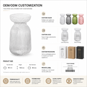 Wholesale Clear Ribbed Flared Glass Vase - view 8