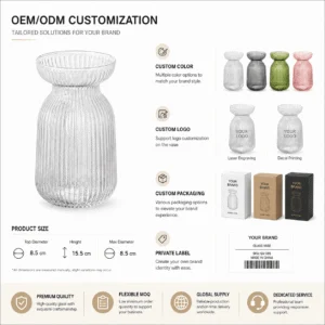 Wholesale Clear Ribbed Flared Glass Vase - view 8