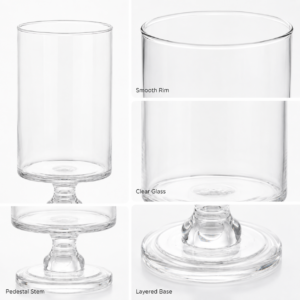 Wholesale Clear Pedestal Cylinder Glass Vase – 2 Heights - view 5