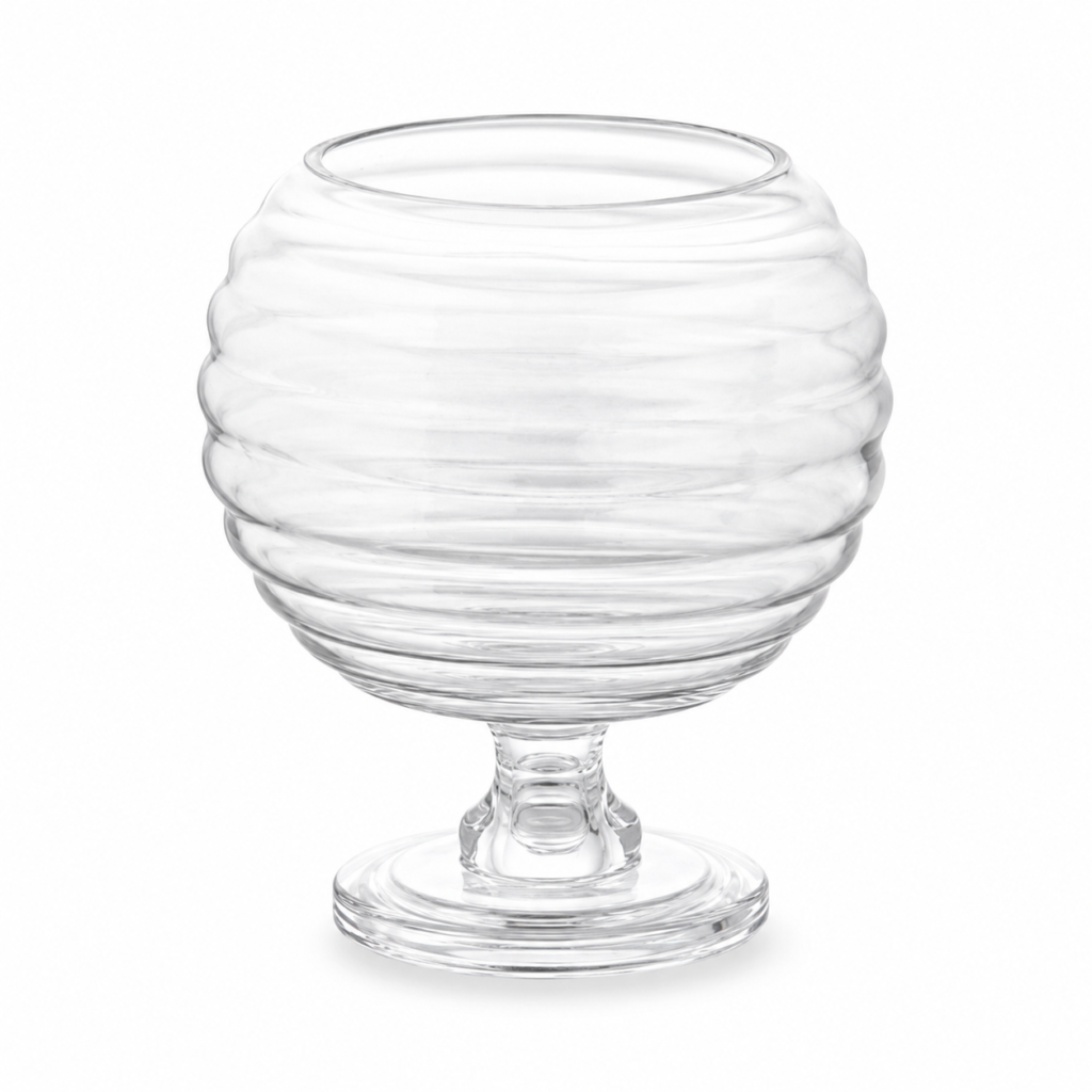 Wholesale Ribbed Globe Pedestal Glass Vase - view 1