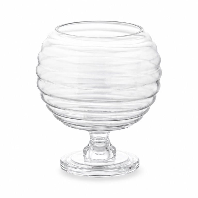 Wholesale Ribbed Globe Pedestal Glass Vase - view 1