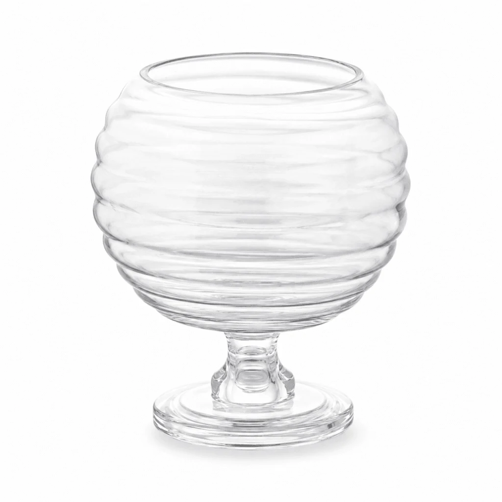 Wholesale Ribbed Globe Pedestal Glass Vase - view 1