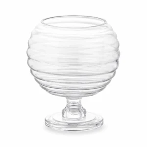 Wholesale Ribbed Globe Pedestal Glass Vase - view 1