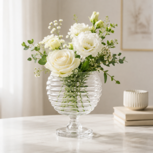 Wholesale Ribbed Globe Pedestal Glass Vase - view 2