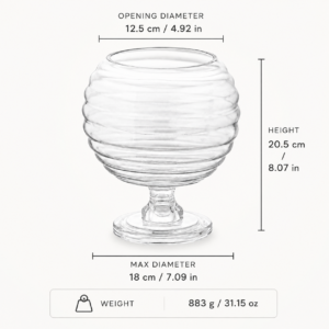 Wholesale Ribbed Globe Pedestal Glass Vase - view 4