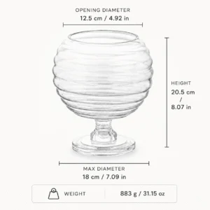 Wholesale Ribbed Globe Pedestal Glass Vase - view 4