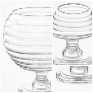 Wholesale Ribbed Globe Pedestal Glass Vase - view 5
